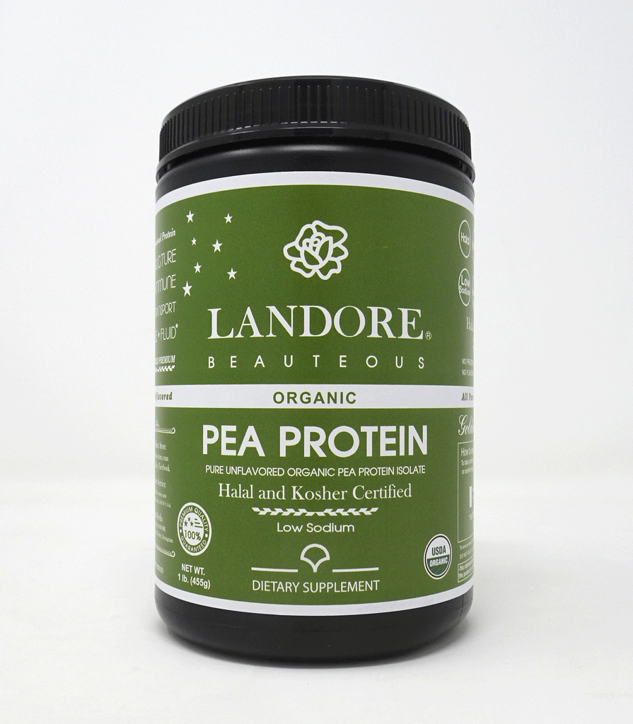 LANDORE Premium Organic Pea Protein Isolate Powder - Halal & Kosher Certified